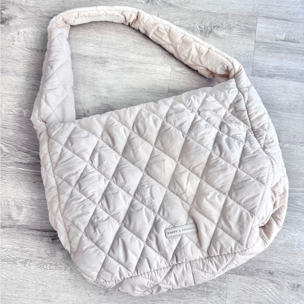 Poppy & Peonies Quilted Cream Haul It Hobo